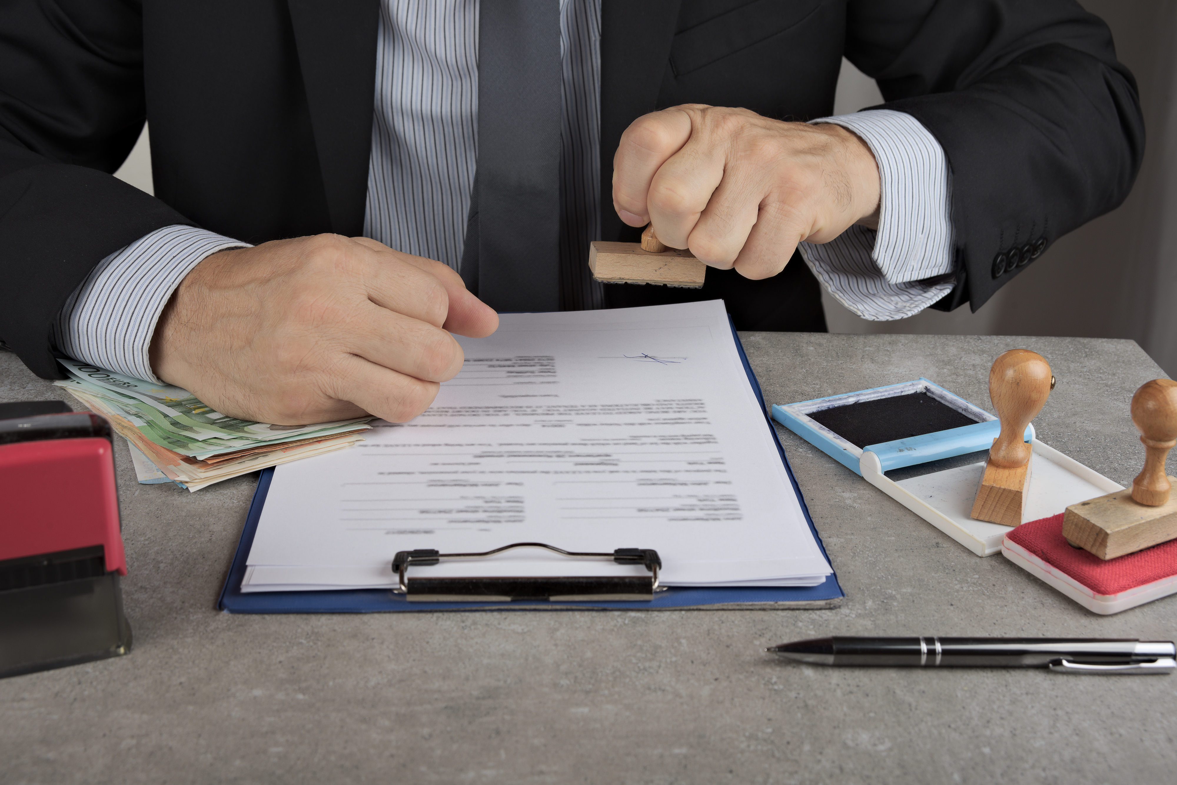 Official certificates and documents being processed